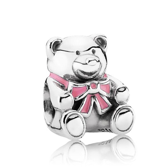 Pandora Sterling Silver It's a Girl Baby Teddy Bear Bead - Picture 1 of 11